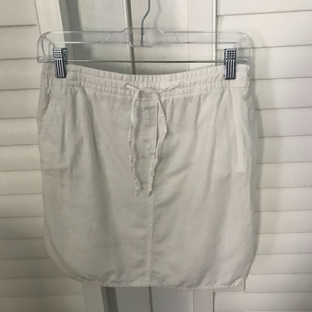Fleur Bleue white, lined mini skirt /elastic draw string & pockets, size 2